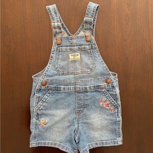 OshKosh B'gosh Blue Denim Overalls with Floral Accents